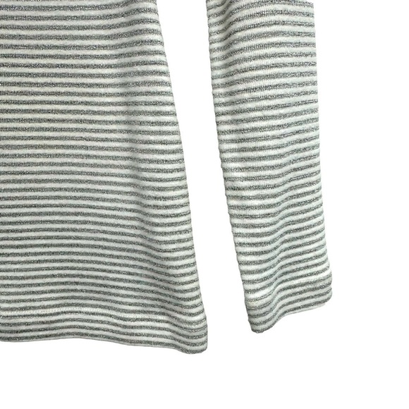 Banana Republic Silver Metallic Stripe Long Sleeve Scoop Neck Jersey, Small - Picture 5 of 12